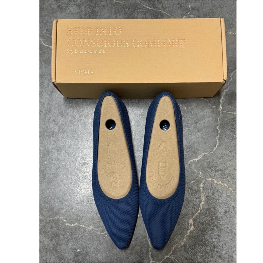 VIVAIA Navy Knit Pointed Toe Flats Stretch Comfort
Ballet Shoes EU/39 US/8